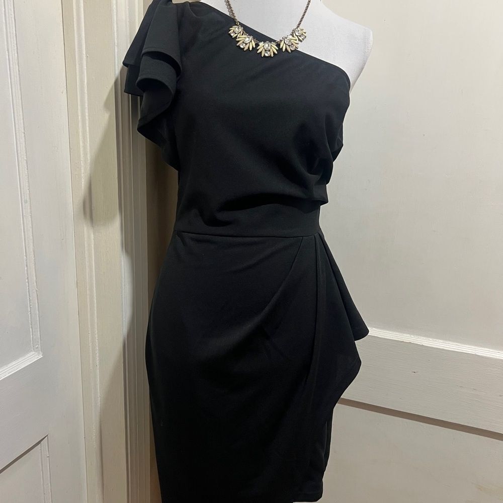 BTFBM Flirty Asymmetrical One-Shoulder Black Dress Women's Medium
